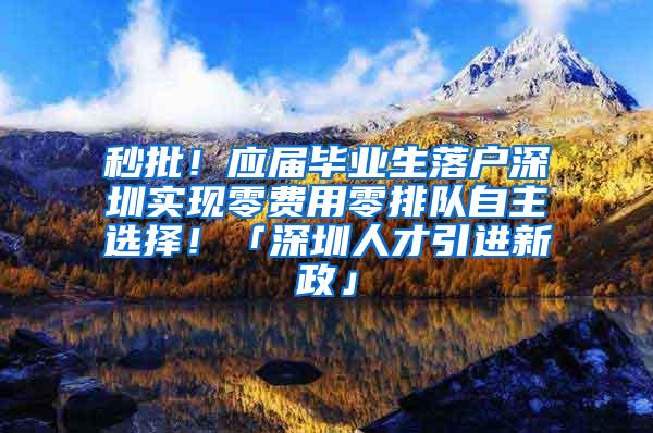 秒批！应届毕业生落户深圳实现零费用零排队自主选择！「深圳人才引进新政」