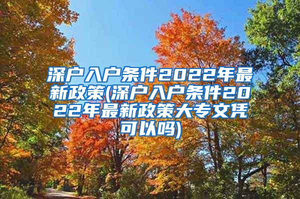 深户入户条件2022年最新政策(深户入户条件2022年最新政策大专文凭可以吗)