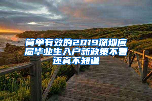 简单有效的2019深圳应届毕业生入户新政策不看还真不知道