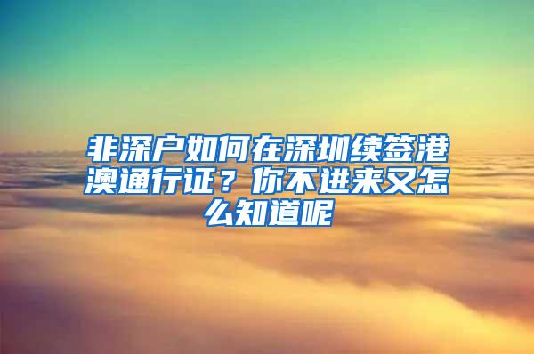 非深户如何在深圳续签港澳通行证？你不进来又怎么知道呢