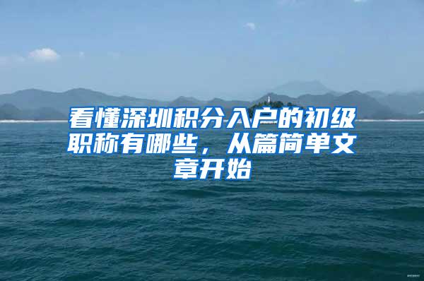 看懂深圳积分入户的初级职称有哪些，从篇简单文章开始