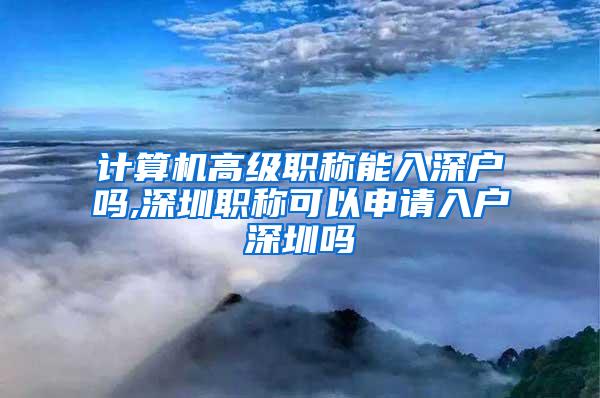 计算机高级职称能入深户吗,深圳职称可以申请入户深圳吗