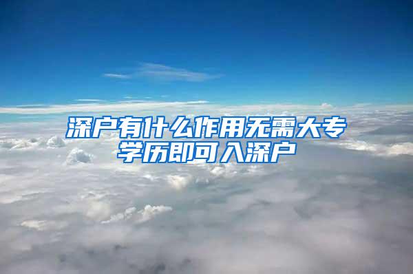 深户有什么作用无需大专学历即可入深户