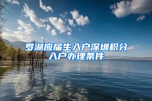 罗湖应届生入户深圳积分入户办理条件