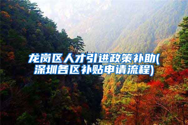 龙岗区人才引进政策补助(深圳各区补贴申请流程)