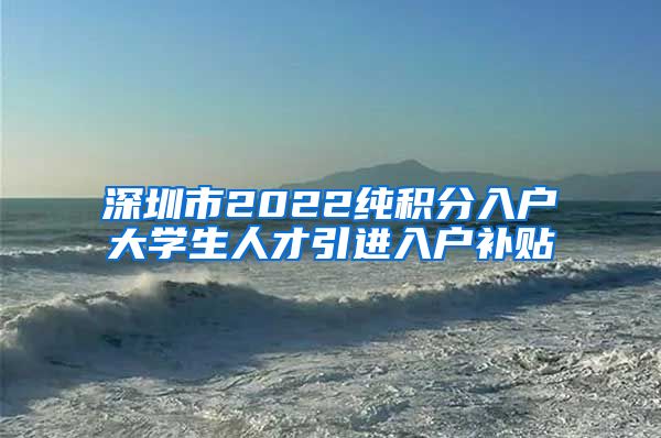 深圳市2022纯积分入户大学生人才引进入户补贴