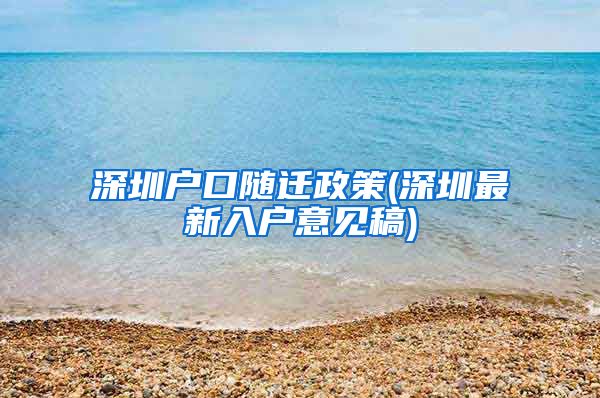 深圳户口随迁政策(深圳最新入户意见稿)