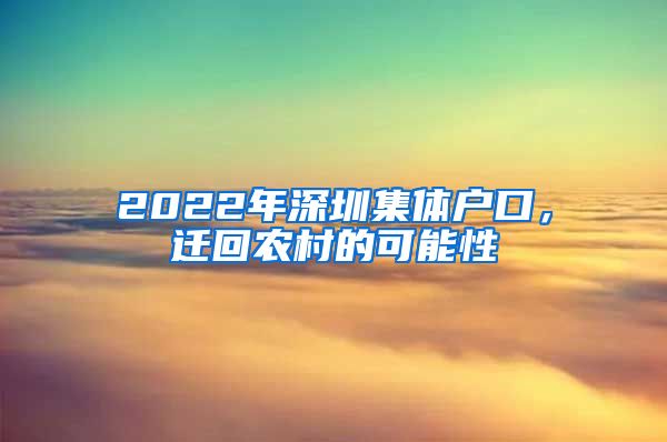 2022年深圳集体户口，迁回农村的可能性