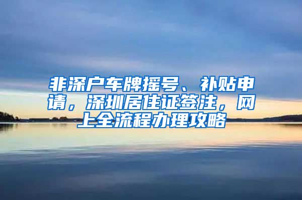 非深户车牌摇号、补贴申请，深圳居住证签注，网上全流程办理攻略