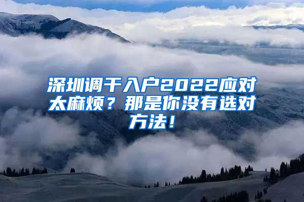 深圳调干入户2022应对太麻烦？那是你没有选对方法！