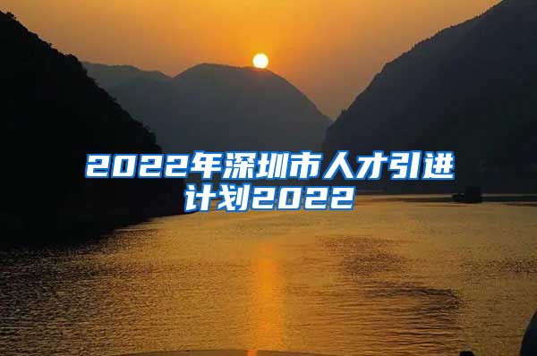 2022年深圳市人才引进计划2022