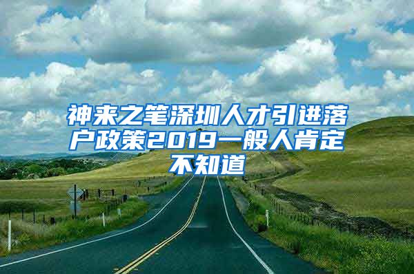 神来之笔深圳人才引进落户政策2019一般人肯定不知道