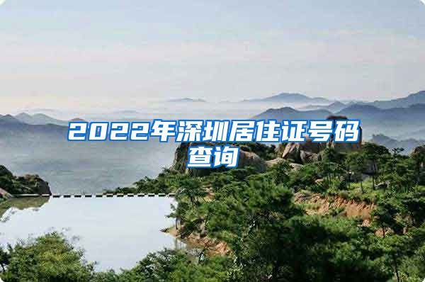 2022年深圳居住证号码查询