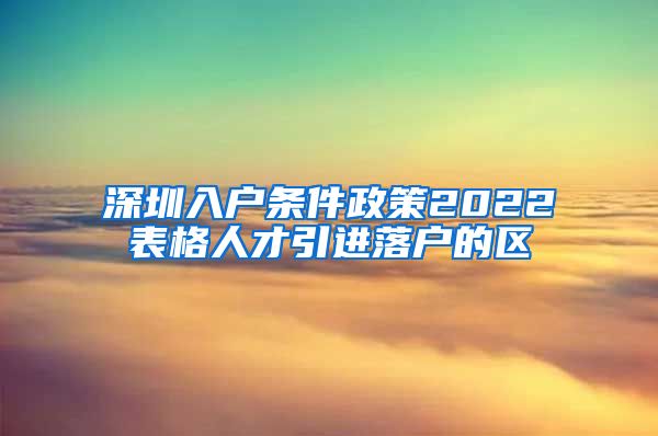 深圳入户条件政策2022表格人才引进落户的区