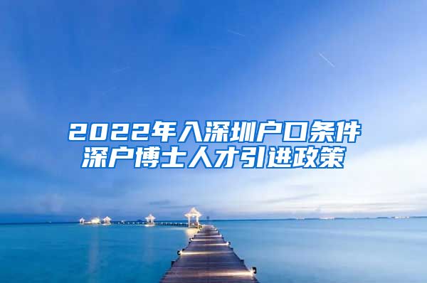 2022年入深圳户口条件深户博士人才引进政策