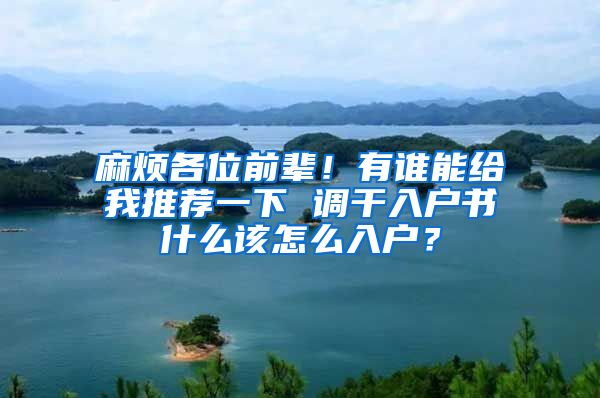 麻烦各位前辈！有谁能给我推荐一下 调干入户书什么该怎么入户？