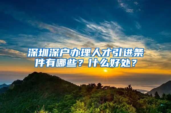 深圳深户办理人才引进条件有哪些？什么好处？