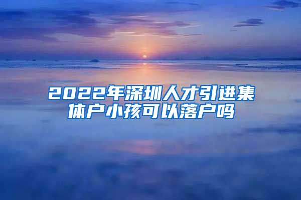 2022年深圳人才引进集体户小孩可以落户吗