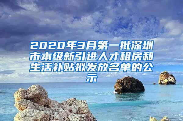 2020年3月第一批深圳市本级新引进人才租房和生活补贴拟发放名单的公示