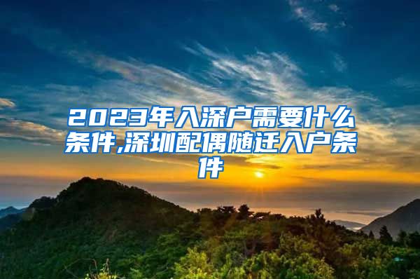 2023年入深户需要什么条件,深圳配偶随迁入户条件