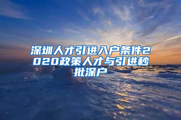 深圳人才引进入户条件2020政策人才与引进秒批深户