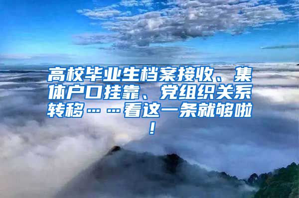 高校毕业生档案接收、集体户口挂靠、党组织关系转移……看这一条就够啦！