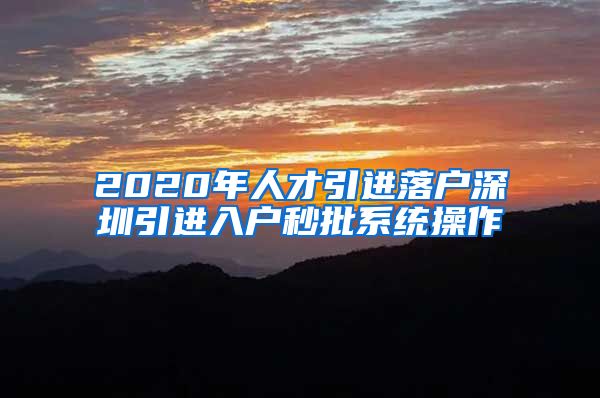 2020年人才引进落户深圳引进入户秒批系统操作