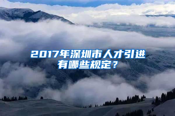 2017年深圳市人才引进有哪些规定？