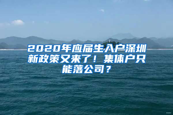 2020年应届生入户深圳新政策又来了！集体户只能落公司？