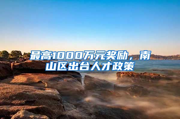 最高1000万元奖励，南山区出台人才政策