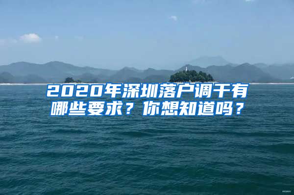 2020年深圳落户调干有哪些要求？你想知道吗？