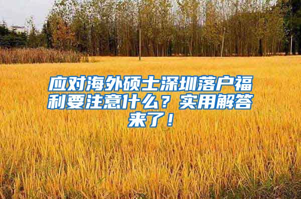 应对海外硕士深圳落户福利要注意什么？实用解答来了！