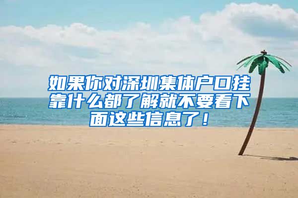 如果你对深圳集体户口挂靠什么都了解就不要看下面这些信息了！