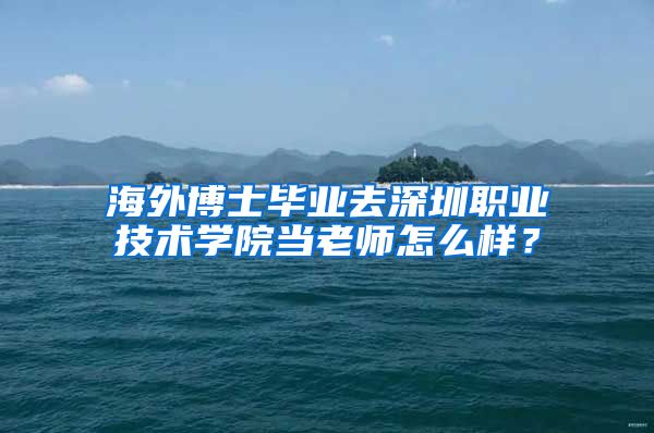 海外博士毕业去深圳职业技术学院当老师怎么样？