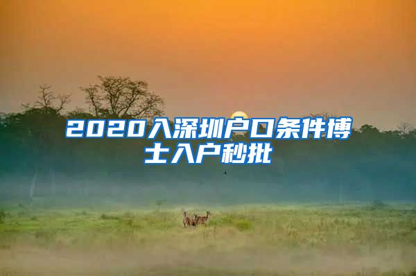 2020入深圳户口条件博士入户秒批