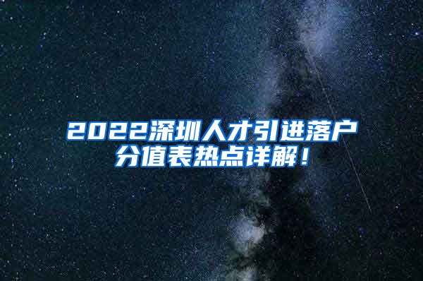 2022深圳人才引进落户分值表热点详解！