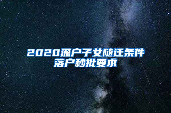 2020深户子女随迁条件落户秒批要求