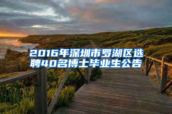 2016年深圳市罗湖区选聘40名博士毕业生公告