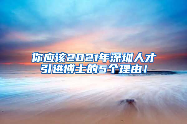 你应该2021年深圳人才引进博士的5个理由！