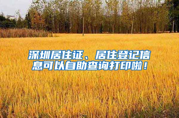 深圳居住证、居住登记信息可以自助查询打印啦！