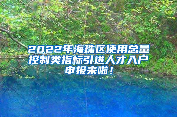 2022年海珠区使用总量控制类指标引进人才入户申报来啦！