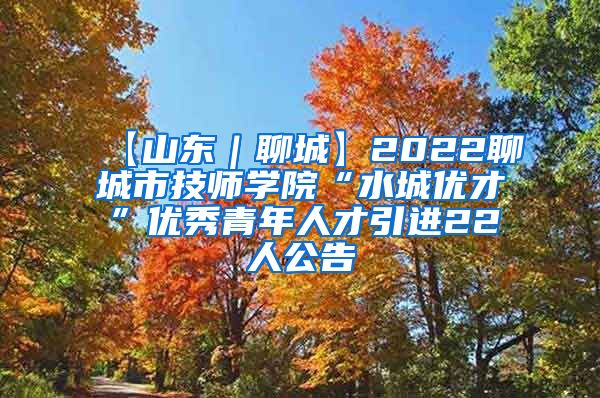 【山东｜聊城】2022聊城市技师学院“水城优才”优秀青年人才引进22人公告