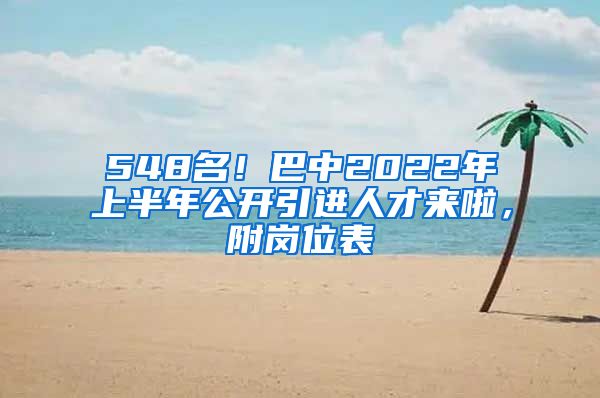 548名！巴中2022年上半年公开引进人才来啦，附岗位表