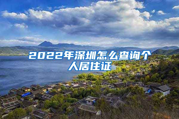 2022年深圳怎么查询个人居住证