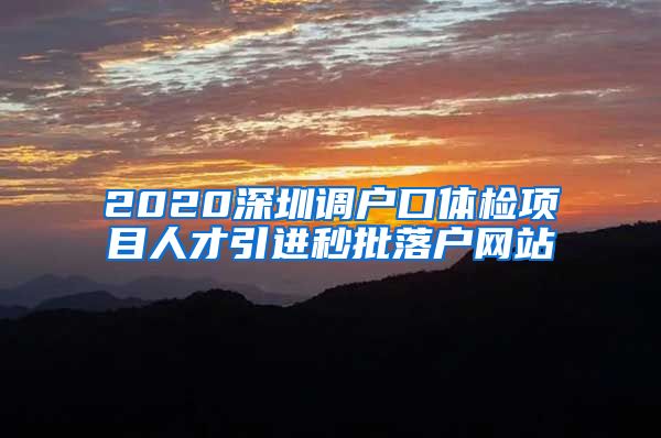 2020深圳调户口体检项目人才引进秒批落户网站