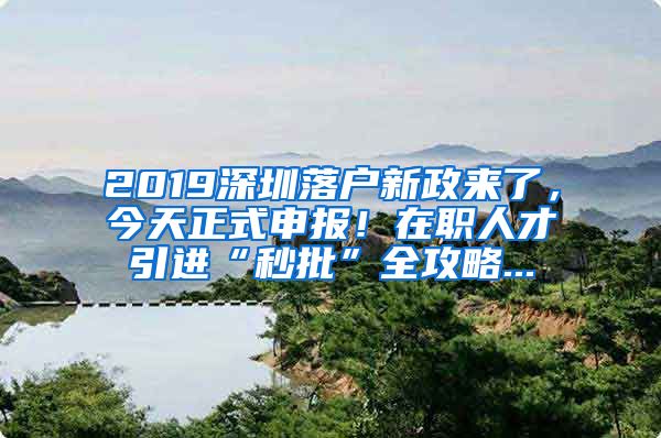 2019深圳落户新政来了，今天正式申报！在职人才引进“秒批”全攻略...