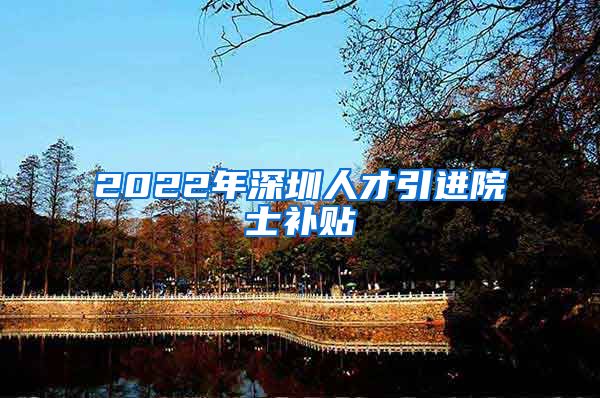 2022年深圳人才引进院士补贴