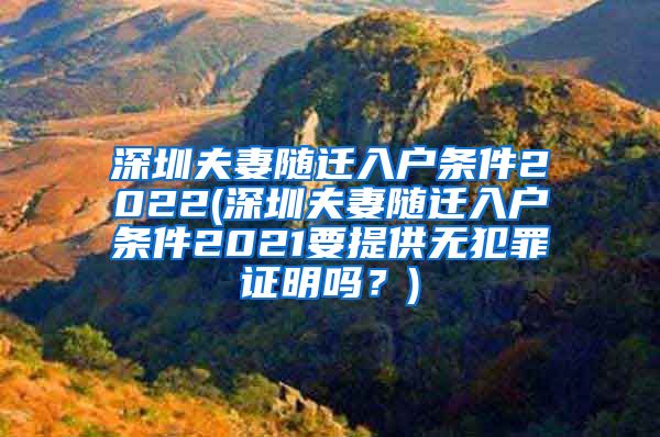 深圳夫妻随迁入户条件2022(深圳夫妻随迁入户条件2021要提供无犯罪证明吗？)