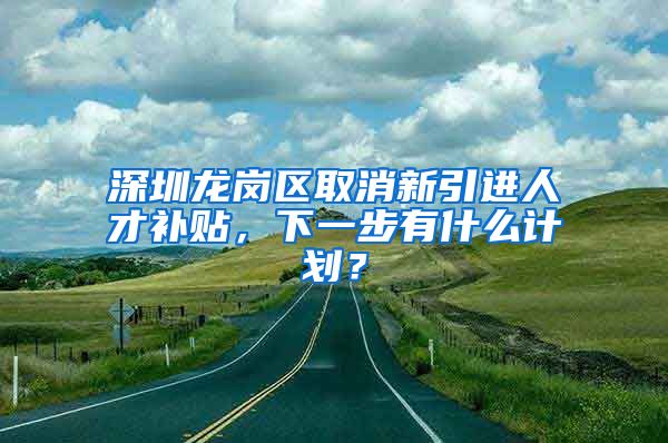 深圳龙岗区取消新引进人才补贴，下一步有什么计划？