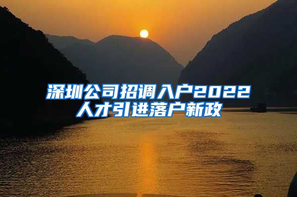 深圳公司招调入户2022人才引进落户新政